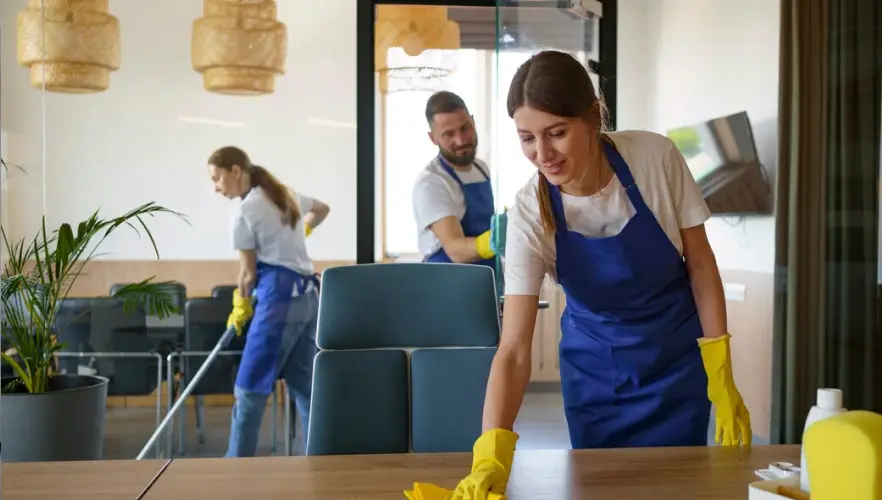 Mask-group4.webp - Prime Cleaning Services Professional cleaner wiping a surface