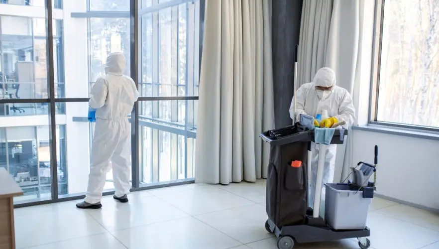 Commercial office cleaning and disinfection