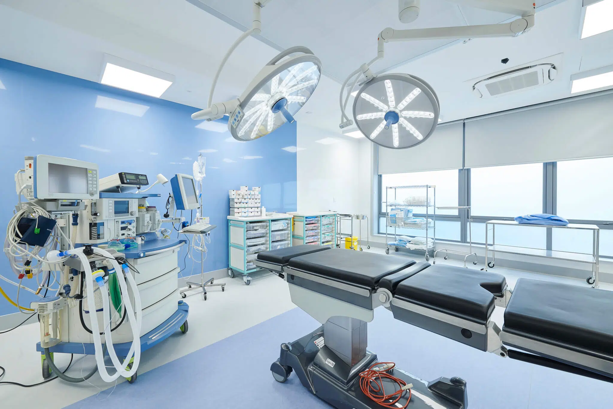 Hospital operating rooms with modern equipment