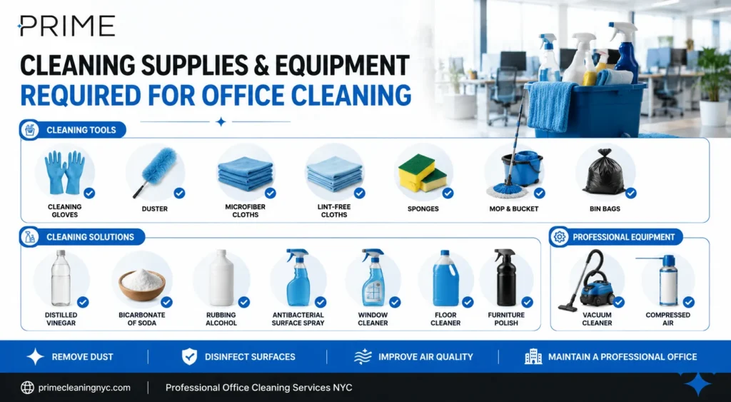 Cleaning Supplies and Equipment Required For Office Cleaning - Prime Cleaning Services Cleaning Supplies and Equipment Required For Office Cleaning