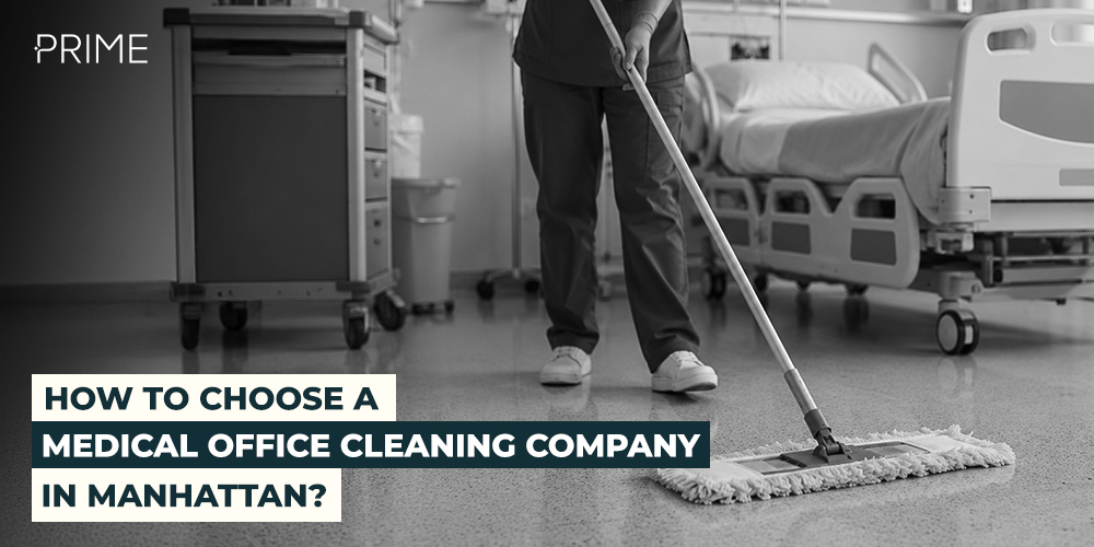 A professional is cleaning a medical office in Manhattan